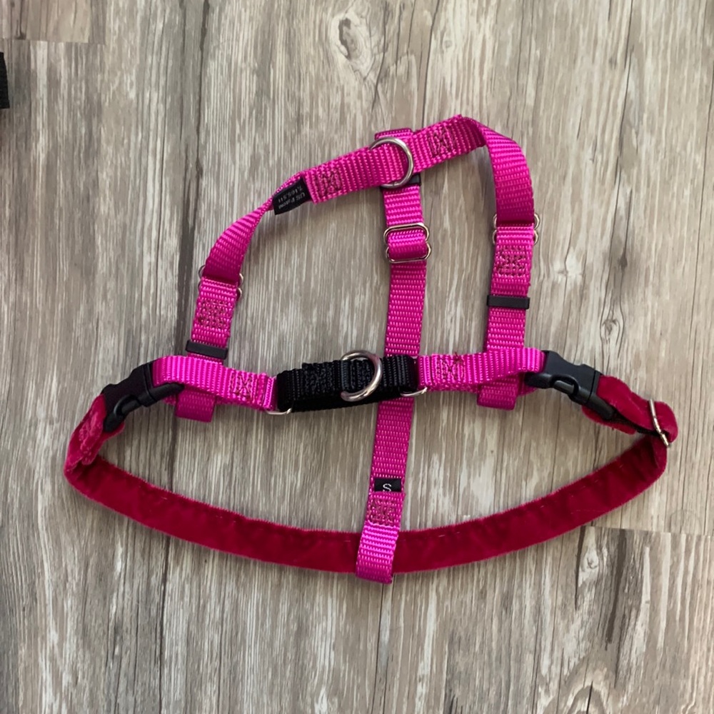 Dog Harness - Small - Adjustable - Pink with velvet